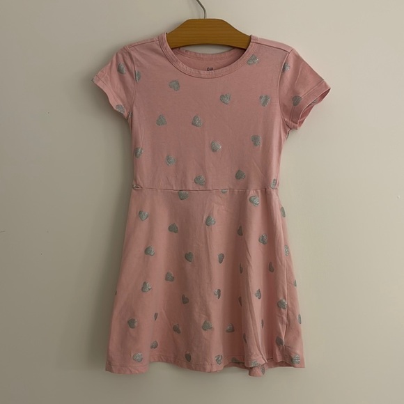 GAP Pink Silver Fit and Flare Dress Casual Short Sleeve - Picture 1 of 1